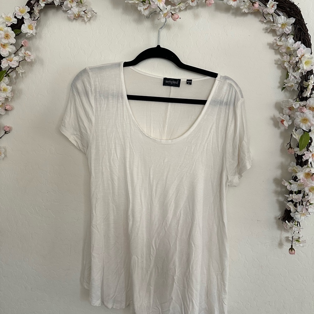 Tempted Cream Ribbed Short Sleeve Tee